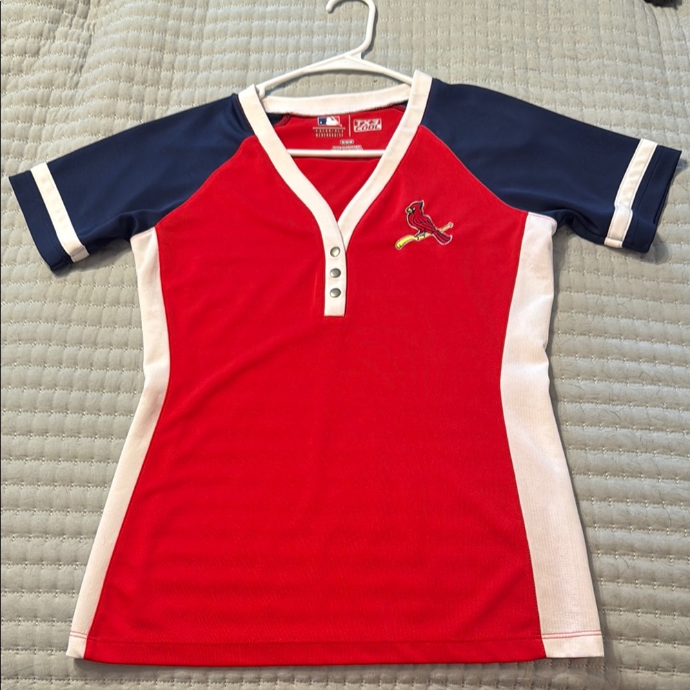 Women's STL Cardinals Red and Blue Baseball Team Shirt